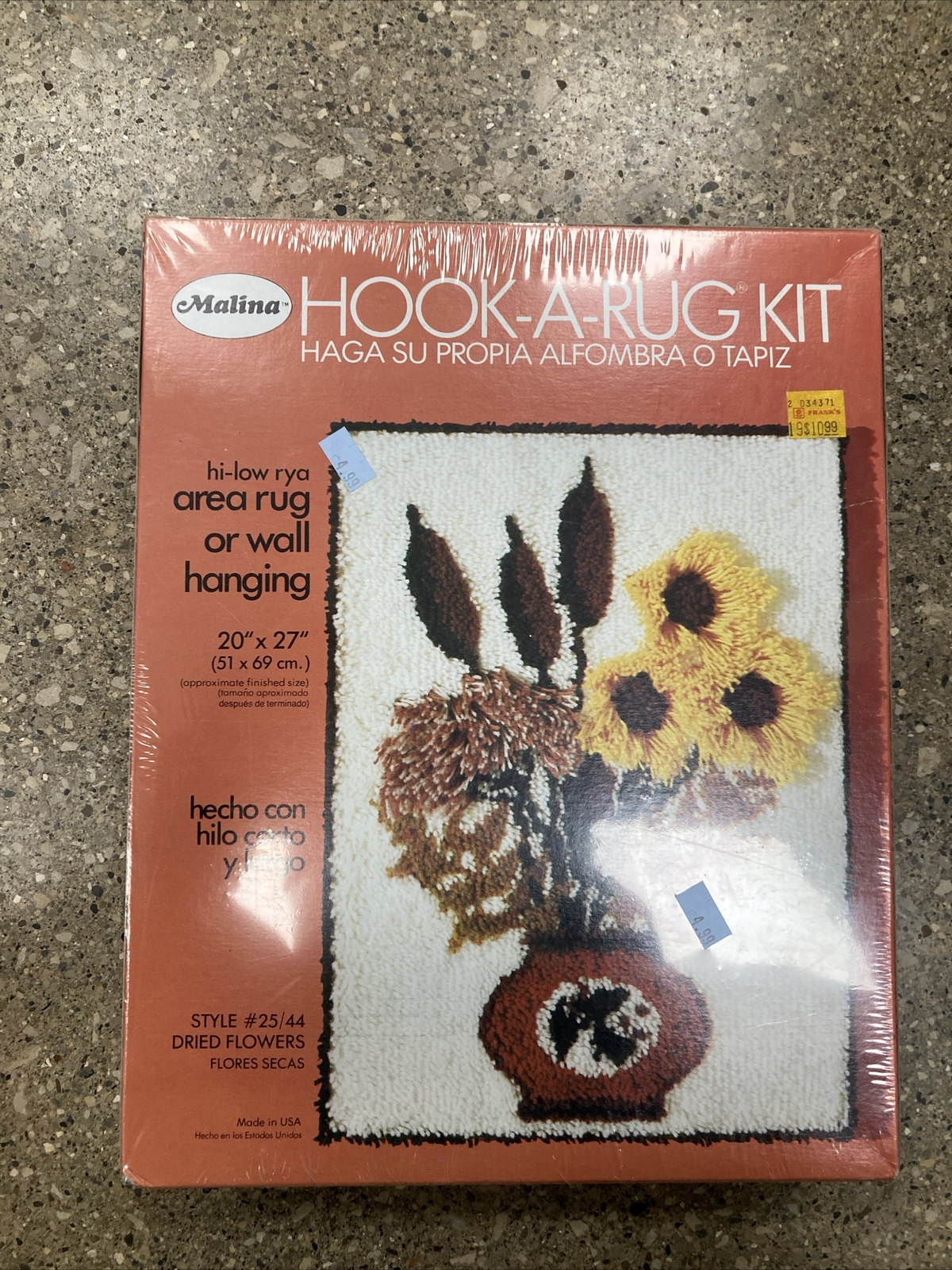 Vintage Malina Hook-A-Rug Kit Style #25/44 Dried Flowers