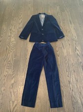 APPAMAN Fine Tailoring Boy's Blue Velvet 2-Piece Suit Blazer  Pants. Size 10.