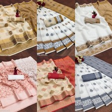 Women's Cotton Silk saree with Running Blouse Piece