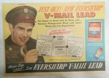 Eversharp Red Top Lead Ad: V-Mail Lead for Letters to Soldiers ! from 1940's