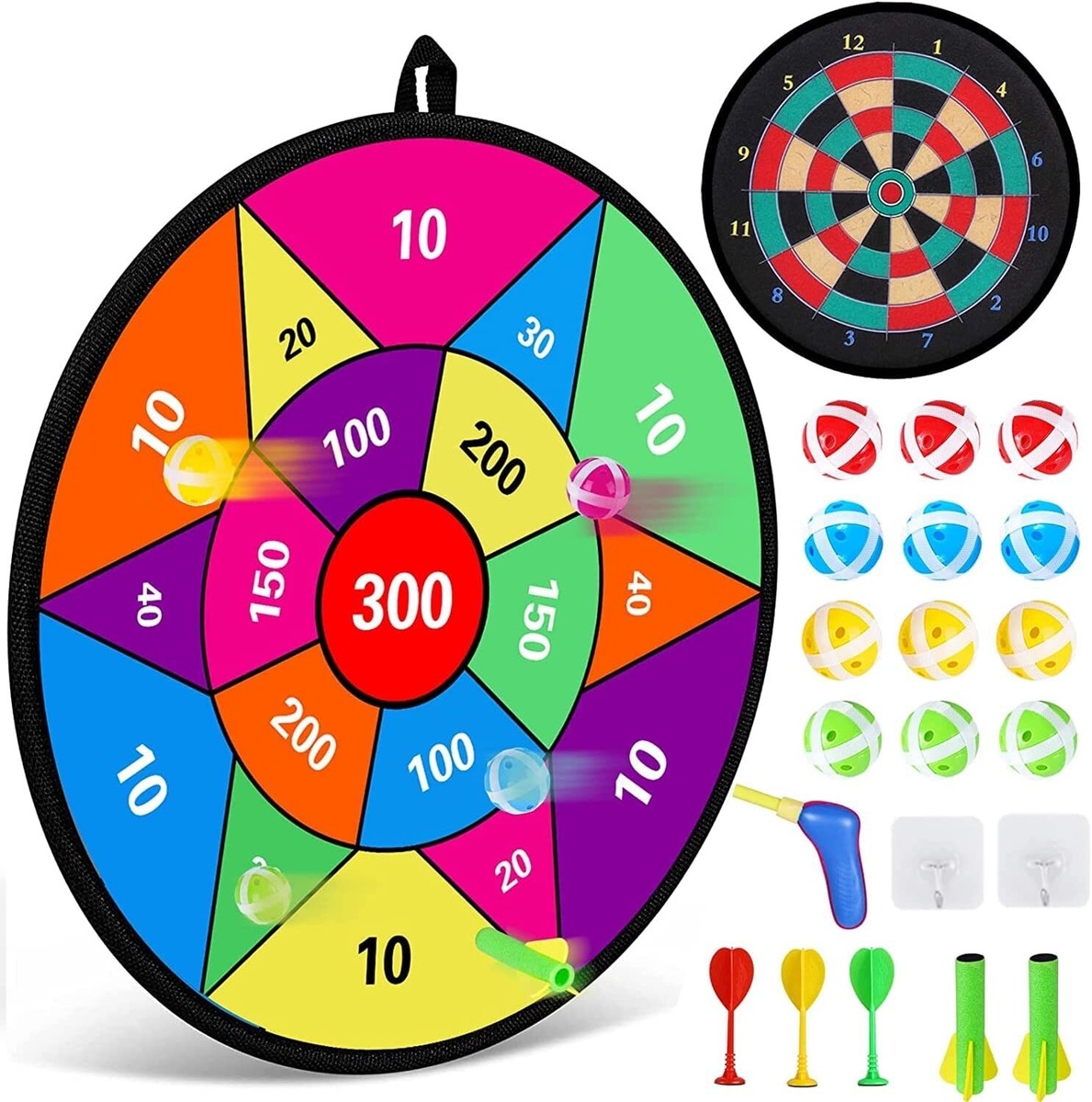 Riesen-Dartscheibe Für Kinder, 72 Cm – Mit 12 Klebrigen Bällen & 2 Darts, Für Drinnen & Draußen