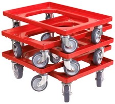 5 x Transportroller Transportwagen Euroroller f&uuml;r Kisten 600x400 mm 4 Lenkrollen