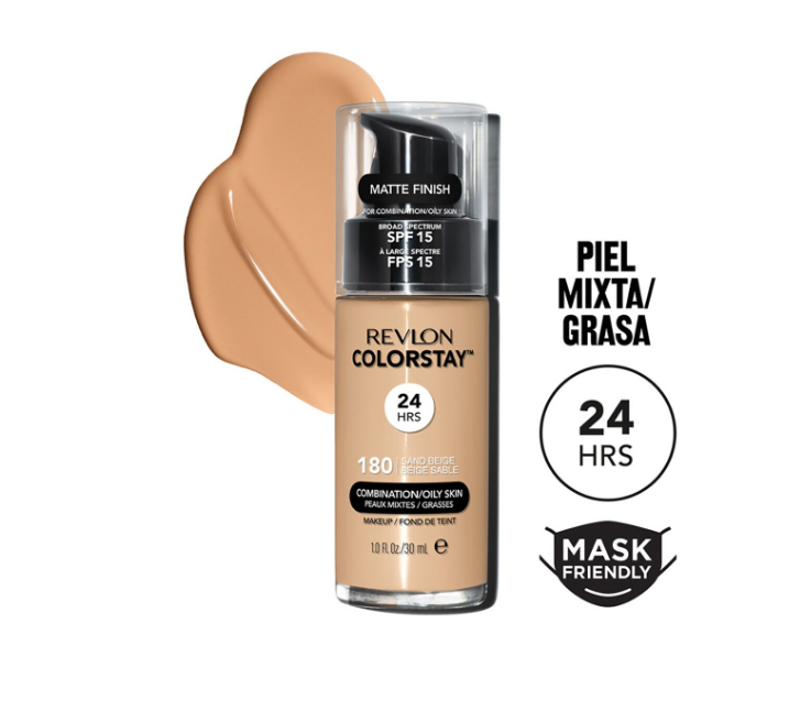 REVLON COLOR STAY WITH PUMP MAKEUP COMBINATION/OILY SKIN N.180 SAND BEIGE 30ML