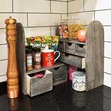 Neuxi Wooden Large Expandable Wooden Desktop Organizer,Coffee Color