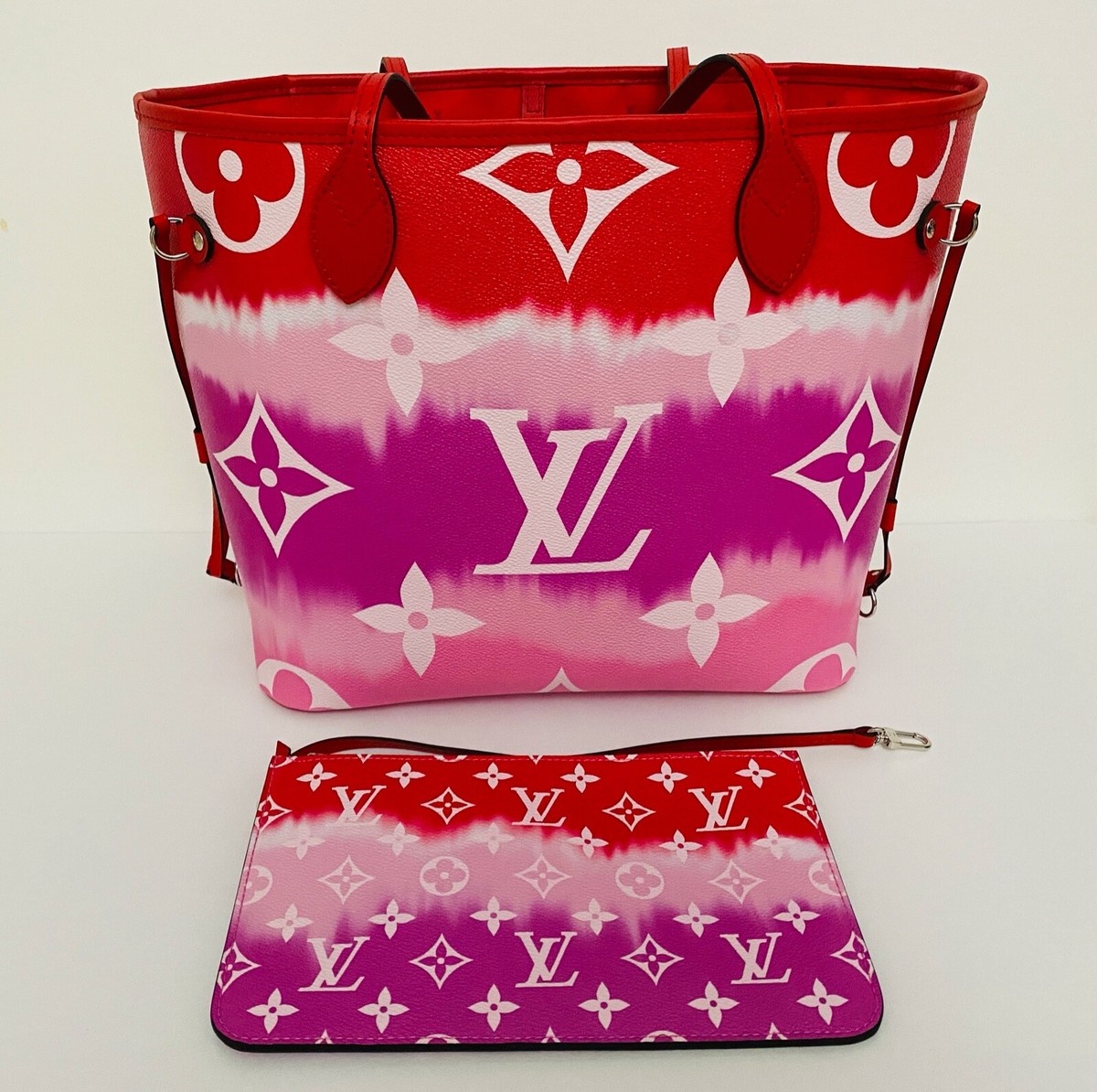 Louis Vuitton デニム レッド ミュール Louis Vuitton Escale Neverfull MM Bag Tie-Dye Red/Pink M45127 NEW