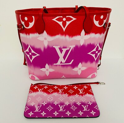Louis Vuitton Escale Neverfull MM Bag Tie-Dye Red/Pink M45127 NEW