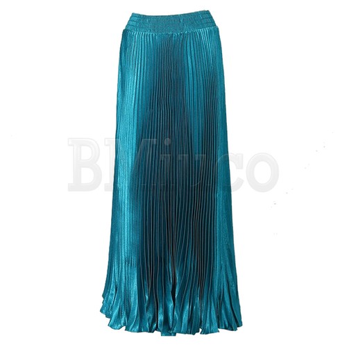 Para mujeres Moda Elegante Metálico Plisado Satén Informal Cintura Elástica Vestido - Imagen 13 de 25