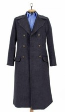 Captain Jack Darkness Grey Woolen Fabric Trench Pea Coat long Coat Duster Coat