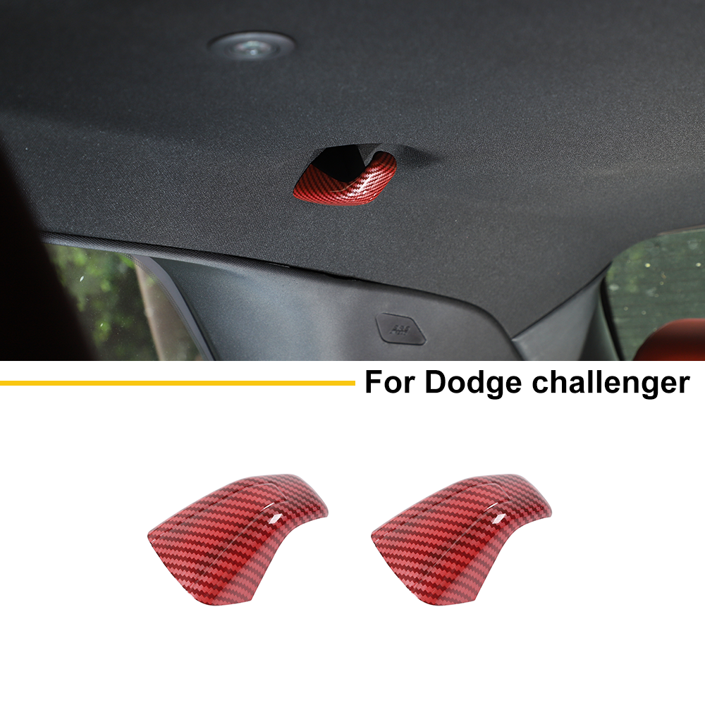 Red Carbon Rear Roof Hanging Hooks Cover Accessories For 2015+ Dodge Challenger