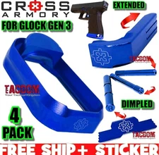 Cross Armory BLUE for Glok Gen 3 MAGWELL Pins Extended Magazine Catch Slide Lock