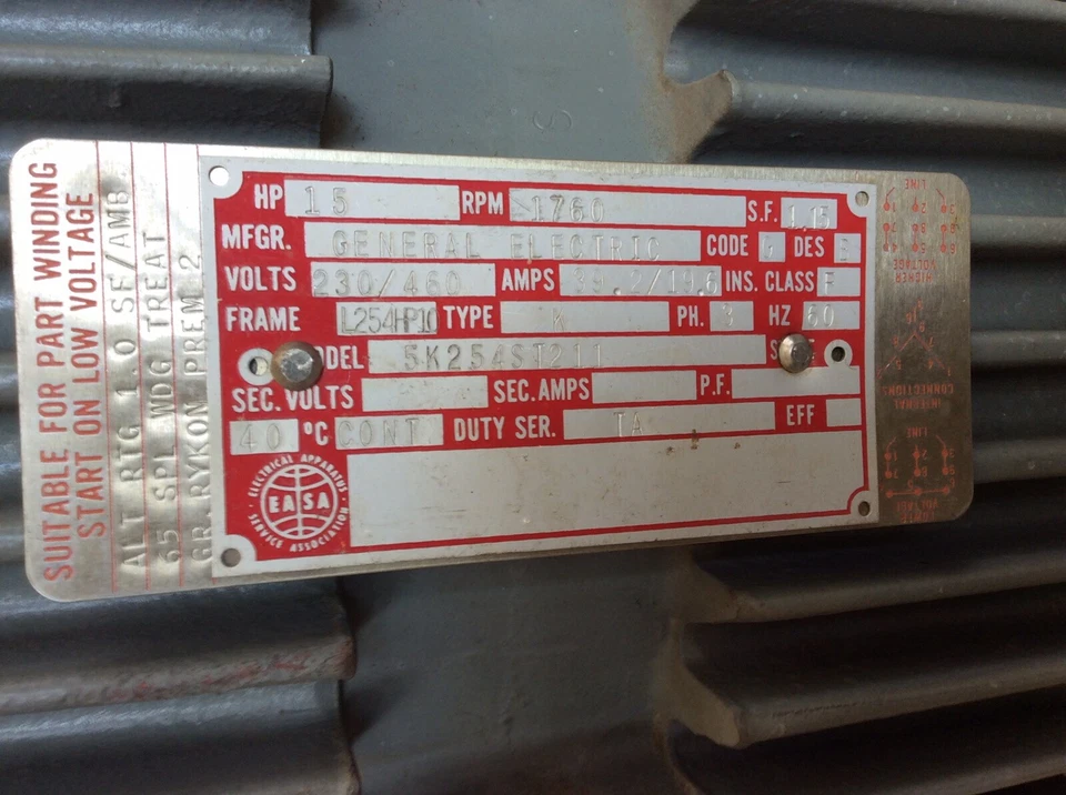 GE 15 HP Vertical Motor 5K254ST211 1760 RPM Fr L254HP10 WPIBB 230/460 V SF 1.15 - Image 3 of 4