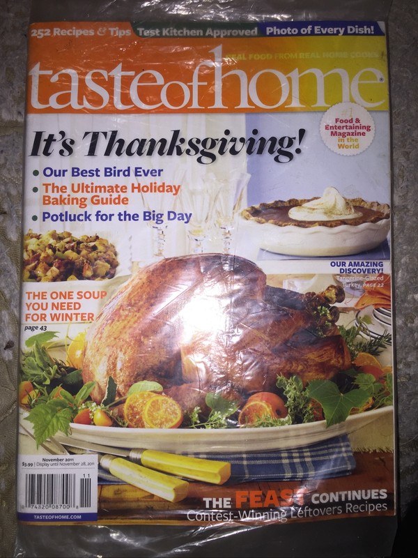 Taste of home magazine November 28th 2011 Still in cellophane
