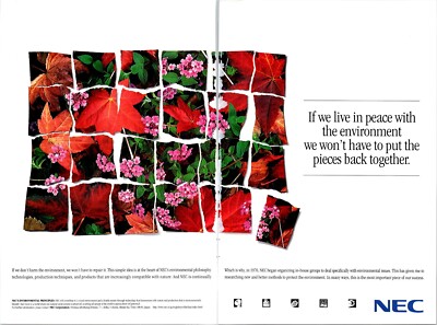 NEC Corportation Dealing with environmental Issues 2 pg Original VTG Print Ad