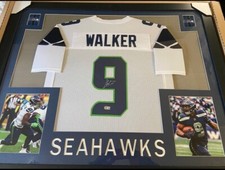 Kenneth Walker III Signed Seattle Seahawks 35 x 43 Framed Jersey Beckett COA
