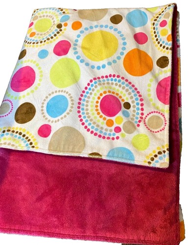 M3 !WOW! SEW Plush Minky Velour Circles Polka Dot Colorful Baby Crib Blanket