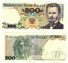 1988 Poland 200 Zlotych Banknote UNC  P144c