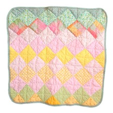 Vintage Handmade Patchwork Plaid Floral Quilt Baby Blanket 23.5" X 23.5"