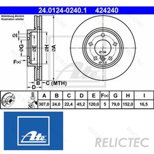 2x 24-0124-0240-1 ATE Front OE Quality Brake Disc Set for sale 