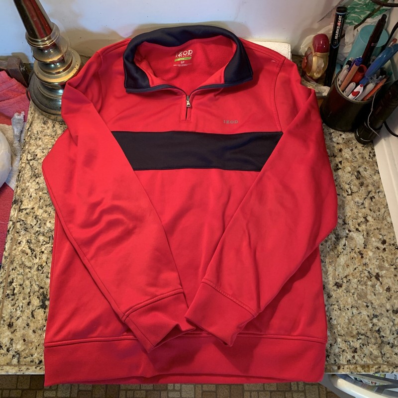 IZOD GOLF WINDBREAKER PERFORM-X HI-TECH FABRIC SIZE S RED AND BLACK 1/4 ZIP NEW