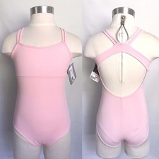 SO DANCA Girls Microfiber Twin Strap Camisole Leotard, Lt Pink, Size 6x-7, NWT