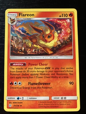 Pokémon TCG Flareon Sun & Moon - Cosmic Eclipse 25/236 Regular Uncommon EX/NM