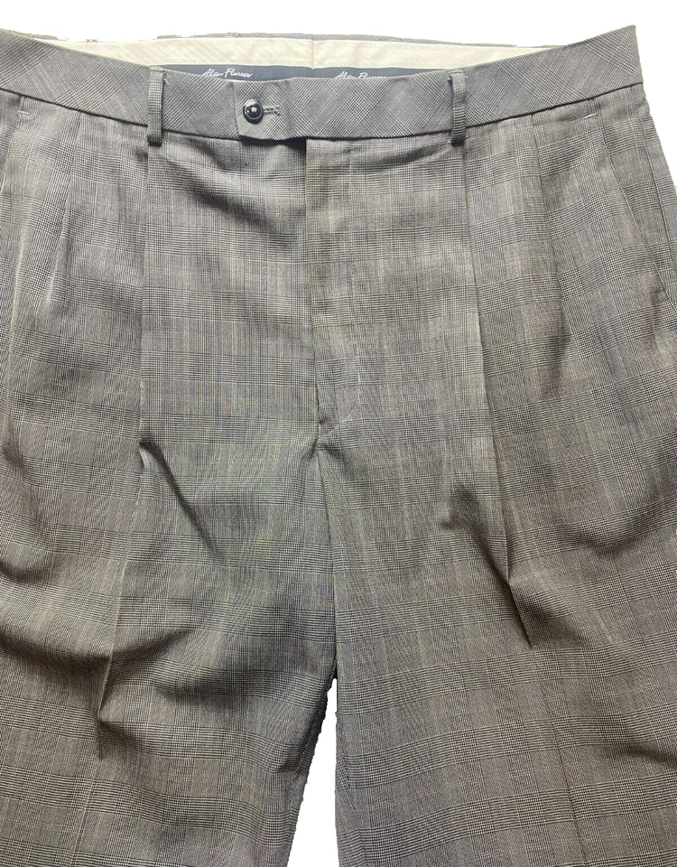 Pantalones Alan River Adulto 38x32 Gris Plisado Pierna Recta Viscosa Vestido de Golf para Hombres Foto 3 de 4