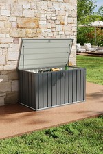 XL Size Outdoor Storage Box Garden Patio Metal Shed Utility Chest Lid Container