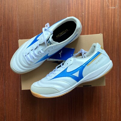 Mizuno Morelia Sala Elite Mens Indoor Soccer Shoes Wide (2E) White Razor Blue