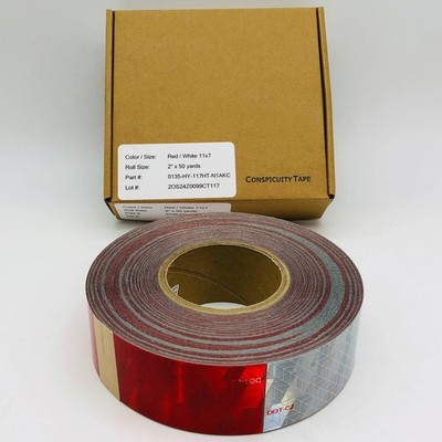 Aura 135-HY Conspicuity Tape 2in x 150ft Red White 11x7 Kiss Cut DOT-C2 1 Roll