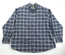 The Foundry Supply Co Shirt Mens 3XLT Blue Plaid Button Down Long Sleeve Pocket