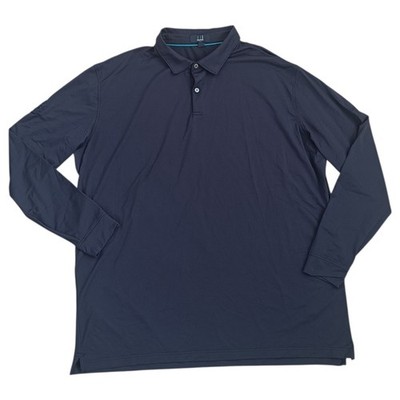 Alfred Dunhill Links Golf Poloshirt Herren XXL Blau Stretch Langarm Wappen 