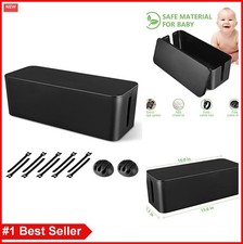 Cable Management Box Large Cord Organizer Hide Power Strip Under Desk Wires