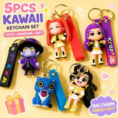 5PCS Kawaii Cartoon Style Keychain Set Cute Bag Charm Random Gift