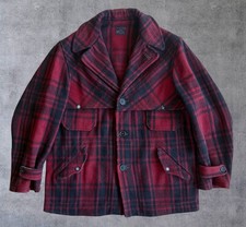 Vtg 50s Coon-Tail Wool Hunting Jacket Red Buffalo Plaid Men’s Large Michigan USA