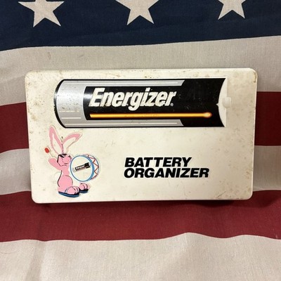ENERGIZER battery organizer vtg storage case Bunny mascot 1990s w/ tester OG