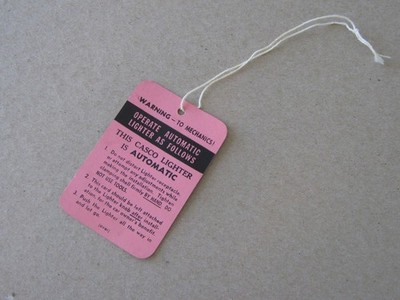 NOS 1946-1960 Casco Lighter Instruction Tag