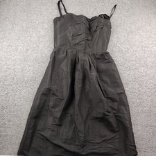 Dolce & Gabbana Dress Black Linen Silk Blend Strap SZ 40 Sheath Cocktail Pockets