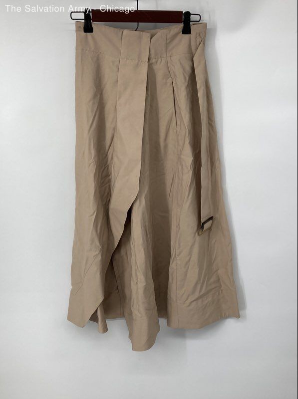 Massimo Dutti Womens Tan Belted Casual Classic Wrap Skirt Size 36