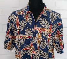 Honu Surf Hawaiian Shirt Men's Large Navy Made in USA for Tahiti Surfboard EXC