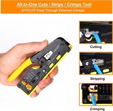 Pass Through RJ45 Crimp Tool Kit All in One Ethernet Crimper Network Cable Test.
