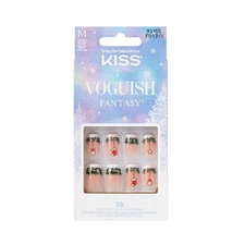 Kiss Voguish Fantasy Holiday Manicure Glue-On Nails Wreath French Tip Ornament