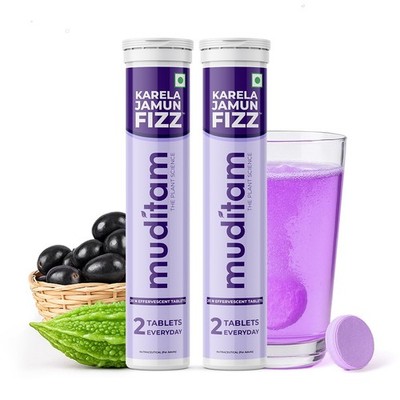 Muditam Ayurveda Karela Jamun Fizz 40 Tabs Glucose Digestion Sugar Support
