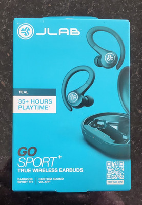 JLab Go Sport+ True Wireless Bluetooth Earbuds Charging Case - Teal - Brand New