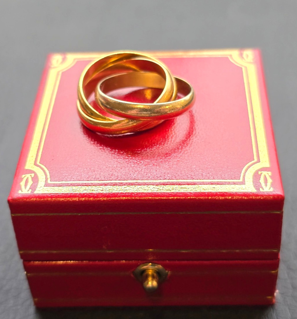 Authentic Cartier Trinity 18K Yellow White Rose Gold Ring 53