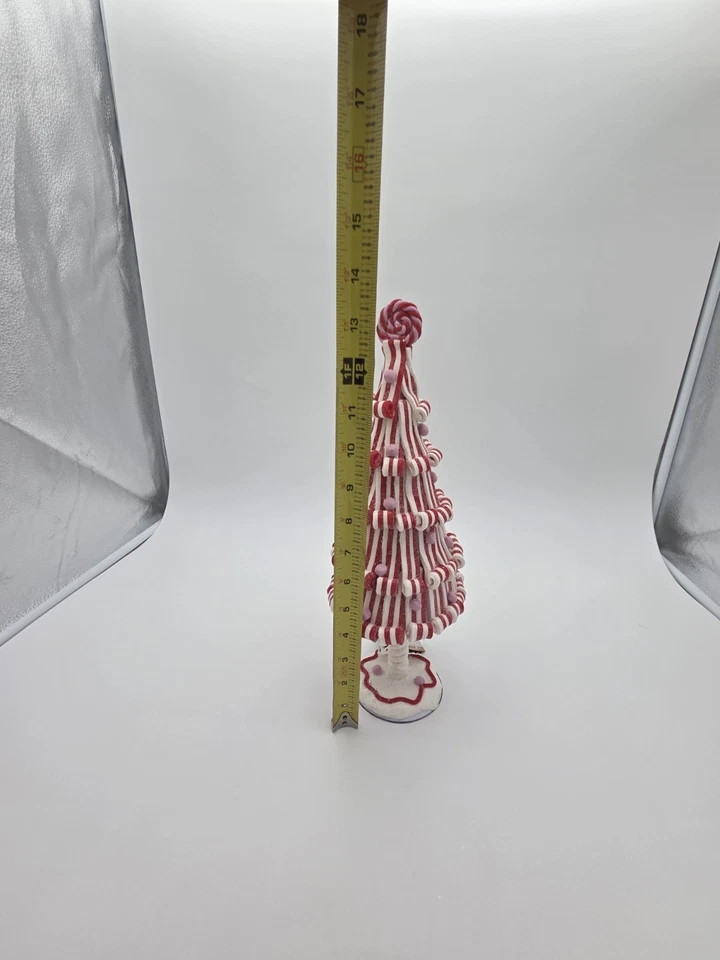 Cinta de cono de caramelo de menta de Navidad de 14" árbol rojo blanco de vacaciones. Foto 4 de 4