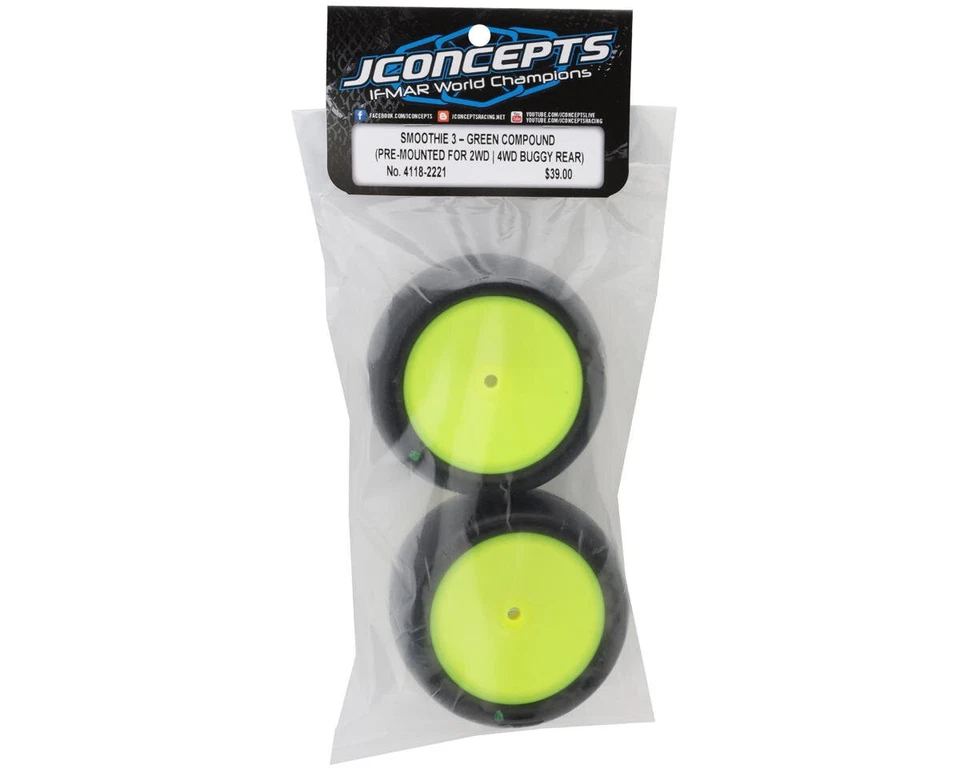 JConcepts Smoothie 3 2.2 Reifen grün hinten auf gelber Felge JCO4118-2221  - Bild 4 von 4