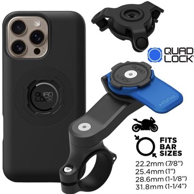 QUAD LOCK Motorrad Handyhalterung + Vibrationsdämpfer + MAG Hülle iPhone 16 Pro