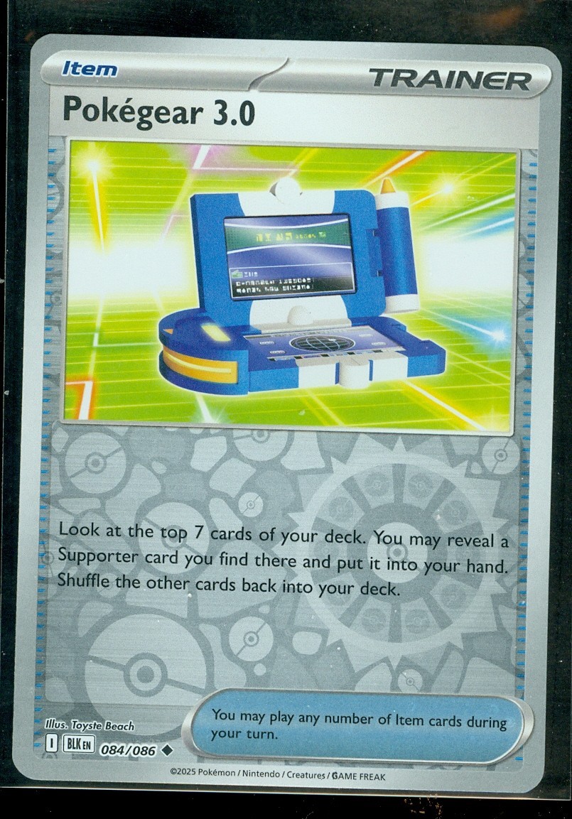 Pokemon POKEGEAR 3.0 084/086 - Black Bolt - Rev Holo - MINT