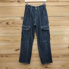 BDG Urban Outfitters Cargo Pants Womens 26 y2k Black White Contrast Stitch B2