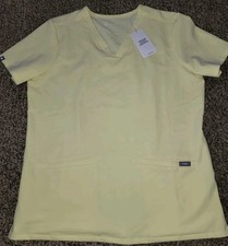 Figs Casma Womens Medical 3 Pocket Scrub Top Yellow Medium fw1100 NeW